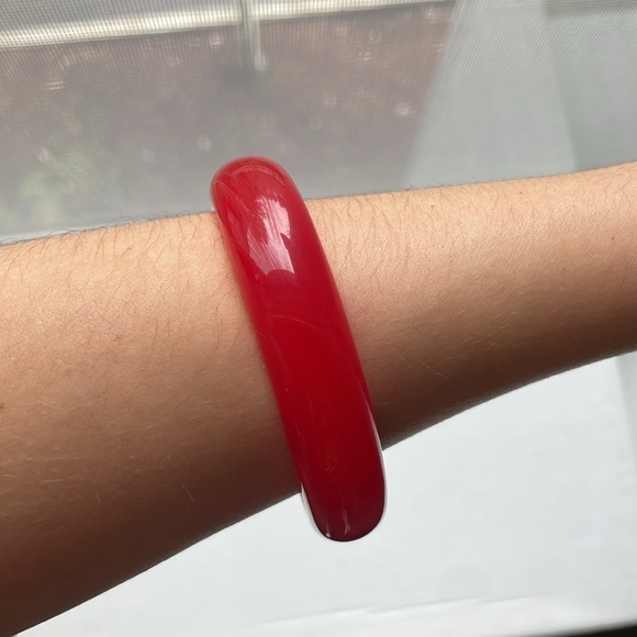 NWT New With Tags Authentic Real Red Jade Bangle Bracelet With Gift Box Included - Picture 3 of 7